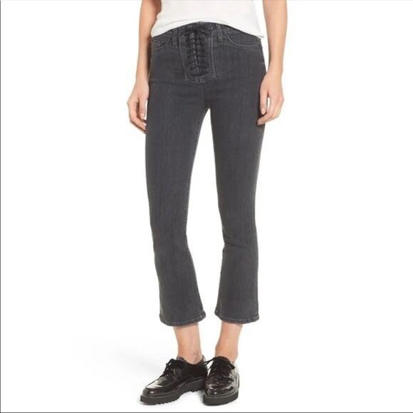 Hudson Black High Rise Bullocks Lace Up Cropped Jeans-24 - Picture 2 of 11